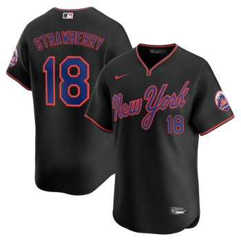 Men's New York Mets #18 Darryl Strawberry Black Alternate 2025 Limited Stitched Jersey Men's New York Mets #18 Darryl Strawberry Black Alternate 2025 Limited Stitched Jersey