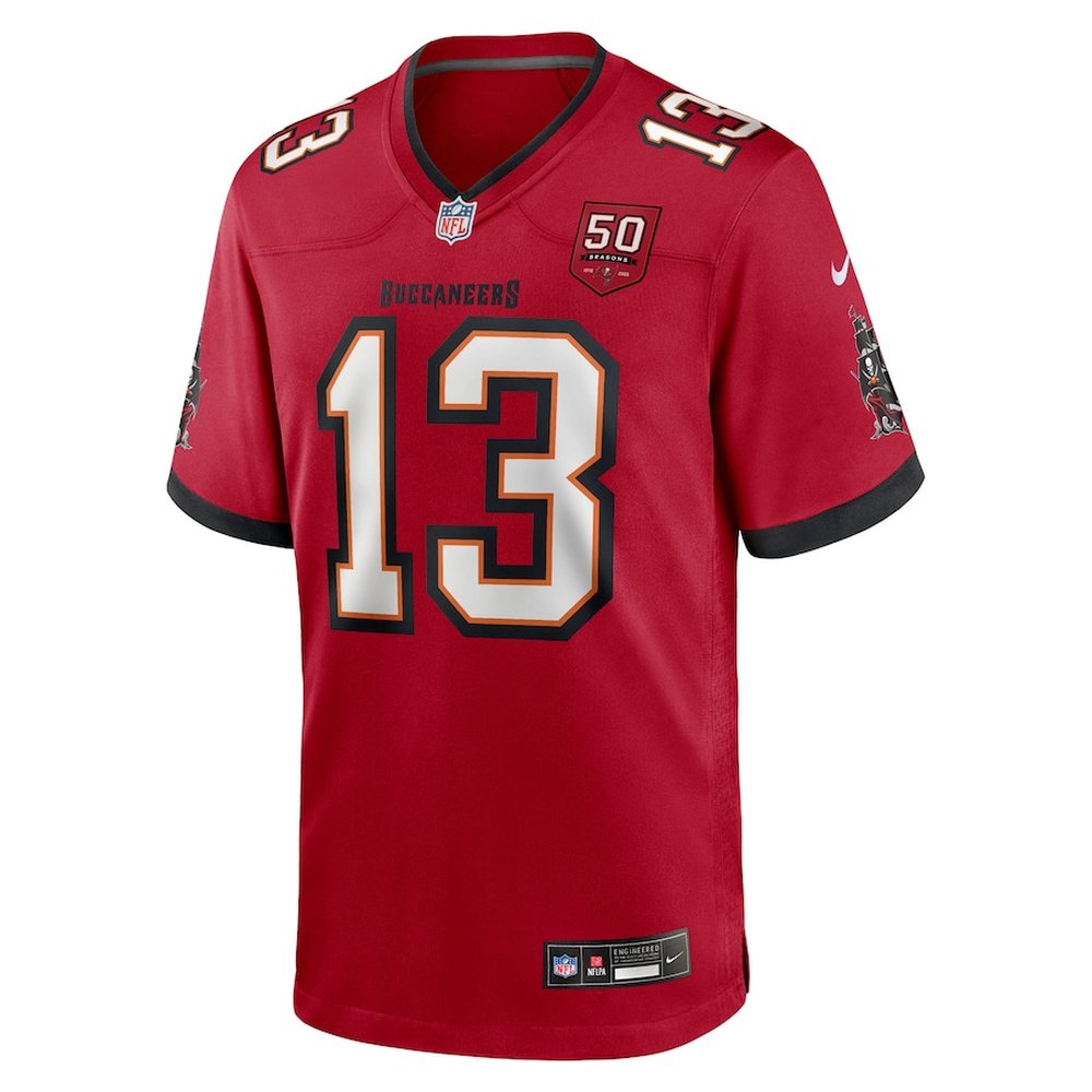 Men's Tampa Bay Buccaneers #13 Mike Evans Nike Red 50th Anniversary Game Jersey Men's Tampa Bay Buccaneers #13 Mike Evans Nike Red 50th Anniversary Game Jersey