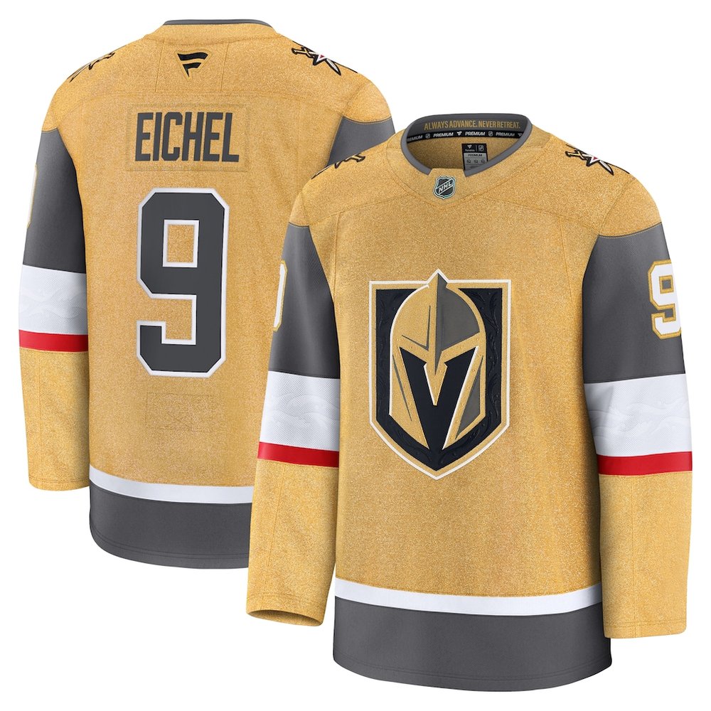 Men's Vegas Golden Knights #9 Jack Eichel Gold Home Premium Jersey