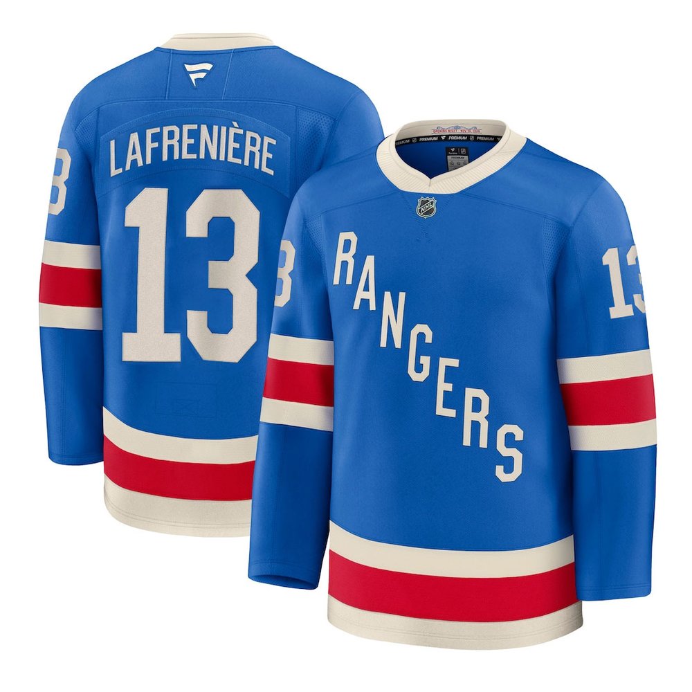 Youth New York Rangers #13 Alexis Lafreniere Blue Centennial Jersey