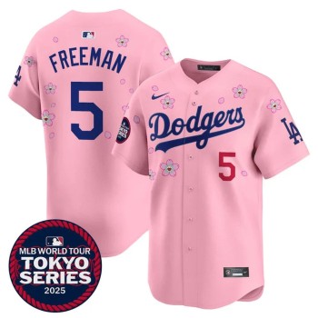 Youth Los Angeles Dodgers #5 Freddie Freeman Pink Tokyo 2025 Cool Base Stitched Baseball Jersey Youth Los Angeles Dodgers #5 Freddie Freeman Pink Tokyo 2025 Cool Base Stitched Baseball Jersey
