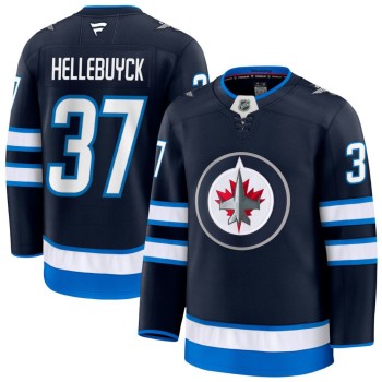 Men's Winnipeg Jets #37 Connor Hellebuyck Navy Home Premium Jersey Men's Winnipeg Jets #37 Connor Hellebuyck Navy Home Premium Jersey