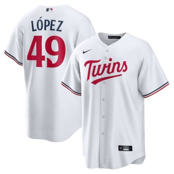 Men's Minnesota Twins #49 Pablo Lopez White Home Replica Player Jersey Men's Minnesota Twins #49 Pablo Lopez White Home Replica Player Jersey