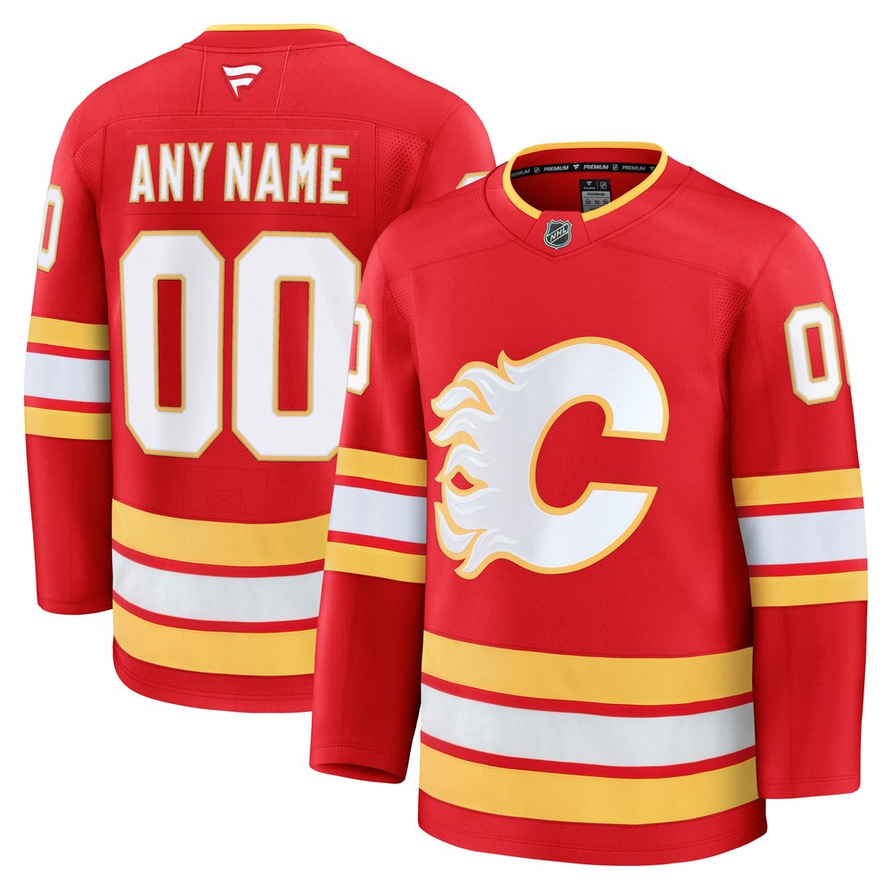 Men's Calgary Flames Red Home Premium Custom Jersey Men's Calgary Flames Red Home Premium Custom Jersey