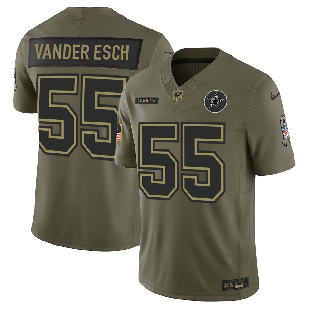 Men's Dallas Cowboys #55  Leighton Vander Esch Nike Olive 2025 Salute to Service Retired Limited Jersey