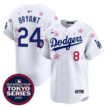 Youth Los Angeles Dodgers #8/24 Kobe Bryant White Tokyo 2025 Cool Base Stitched Baseball Jersey Youth Los Angeles Dodgers #8/24 Kobe Bryant White Tokyo 2025 Cool Base Stitched Baseball Jersey