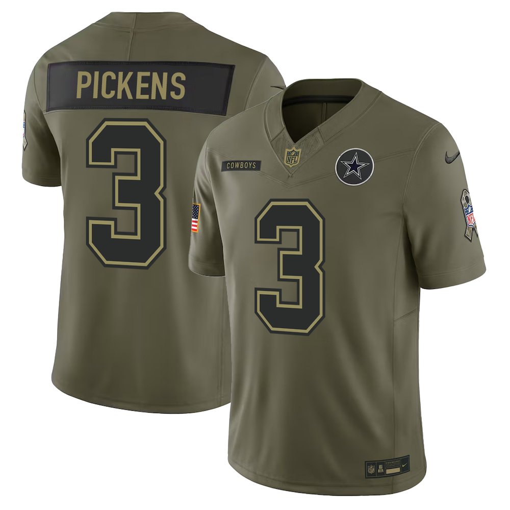 Men's Dallas Cowboys #3  George Pickens Nike Olive 2025 Salute to Service Retired Limited Jersey Men's Dallas Cowboys #3  George Pickens Nike Olive 2025 Salute to Service Retired Limited Jersey