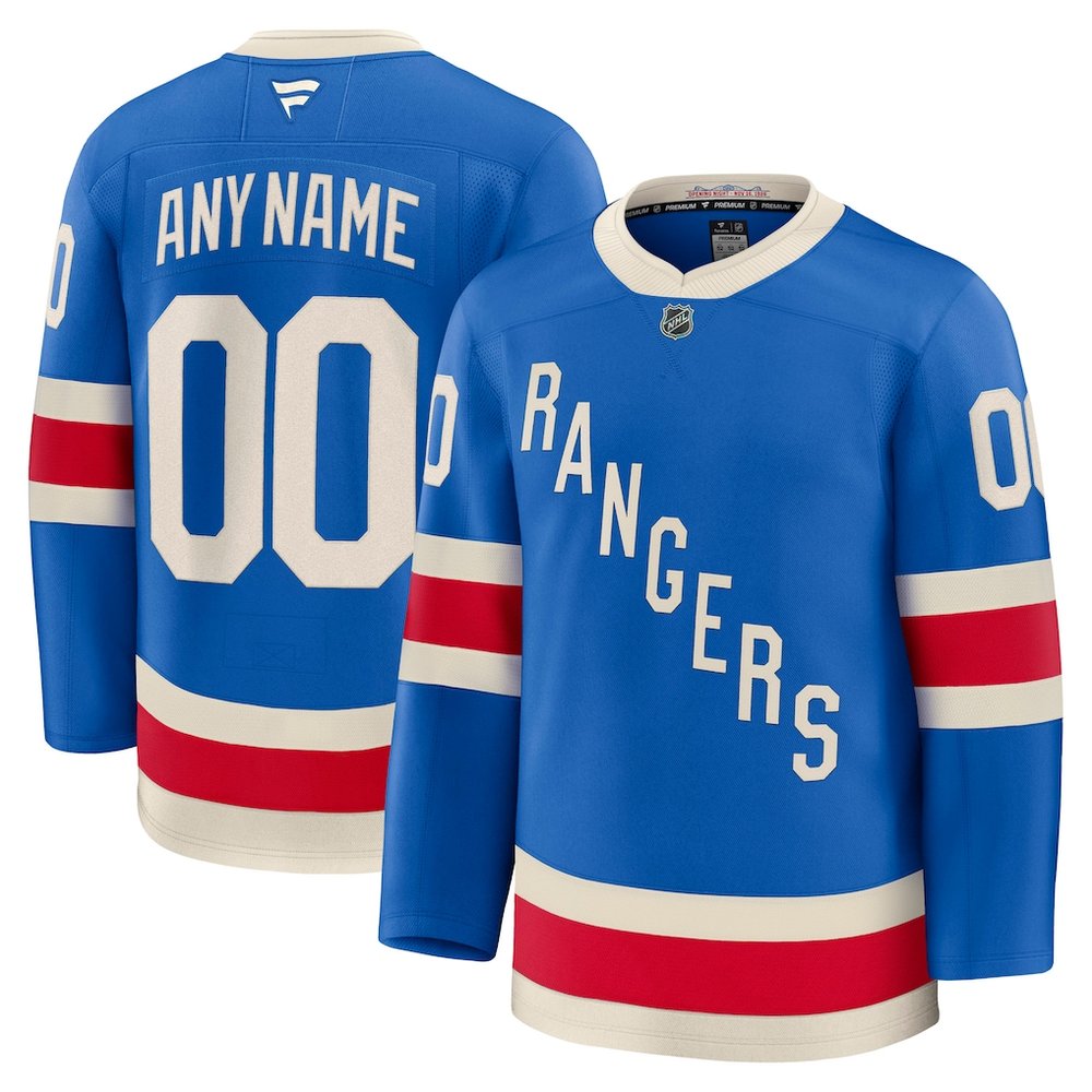 Men's New York Rangers Blue Centennial Premium Custom Jersey Men's New York Rangers Blue Centennial Premium Custom Jersey
