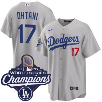 Men's Los Angeles Dodgers #17 Shohei Ohtani Gray 2025 World Series Champions Home Limited Jersey Men's Los Angeles Dodgers #17 Shohei Ohtani Gray 2025 World Series Champions Home Limited Jersey