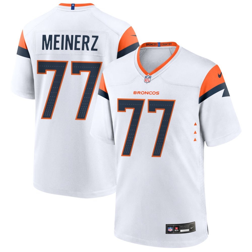Men's Denver Broncos #77 Quinn Meinerz White Alternate Game Jersey Men's Denver Broncos #77 Quinn Meinerz White Alternate Game Jersey