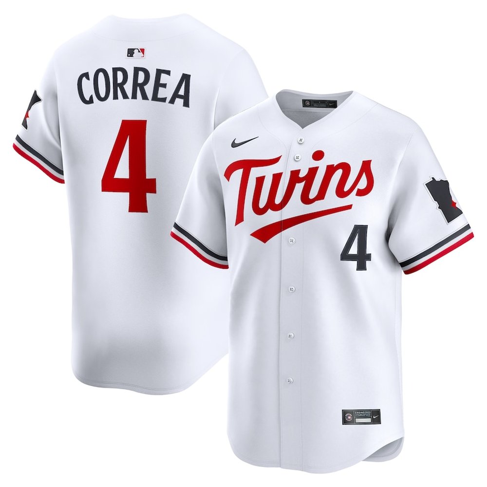 Men's Minnesota Twins #4 Carlos Correa White Home Limited Player Jersey Men's Minnesota Twins #4 Carlos Correa White Home Limited Player Jersey
