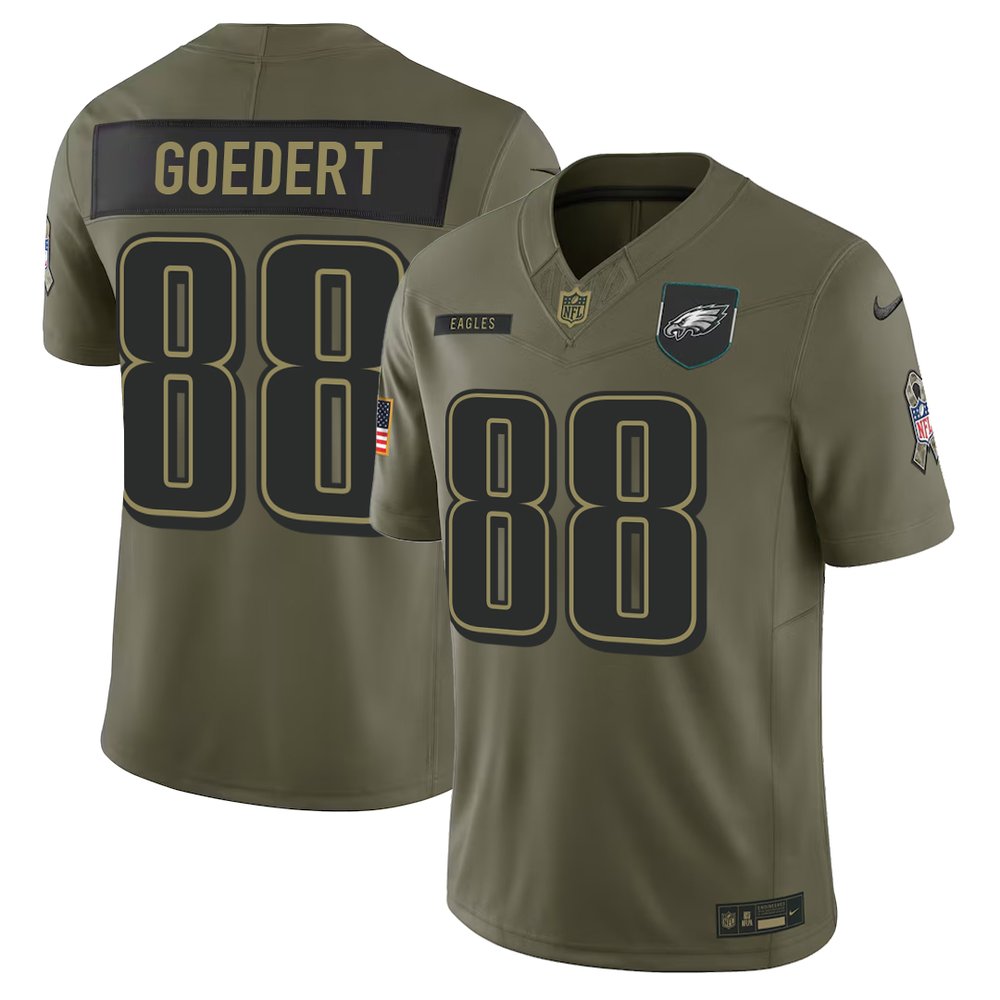 Men's Philadelphia Eagles #88 Dallas Goedert Nike Olive 2025 Salute to Service Retired Limited Jersey