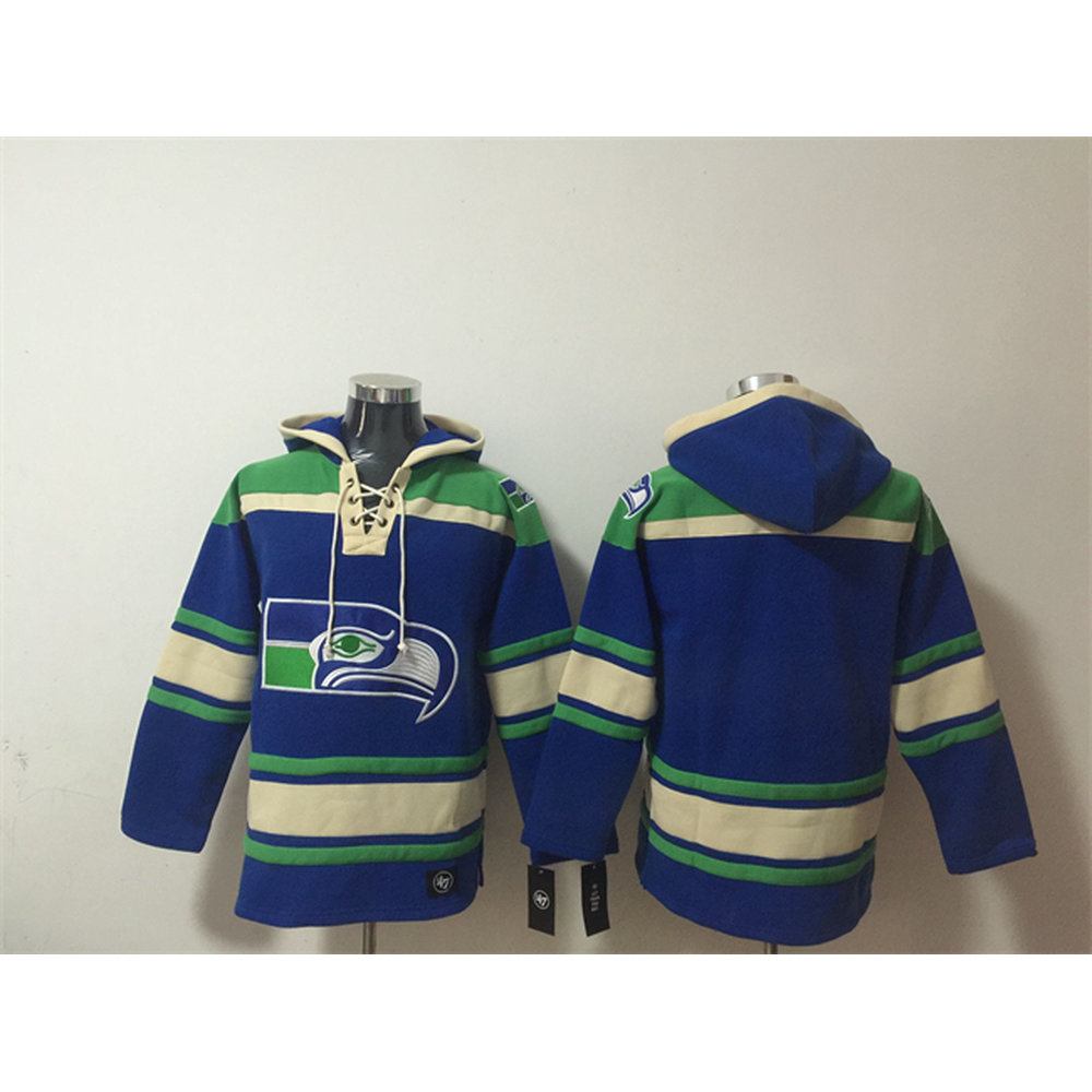 Men's Seattle Seahawks Royal Ageless Must-Have Lace-Up Pullover Hoodie Men's Seattle Seahawks Royal Ageless Must-Have Lace-Up Pullover Hoodie