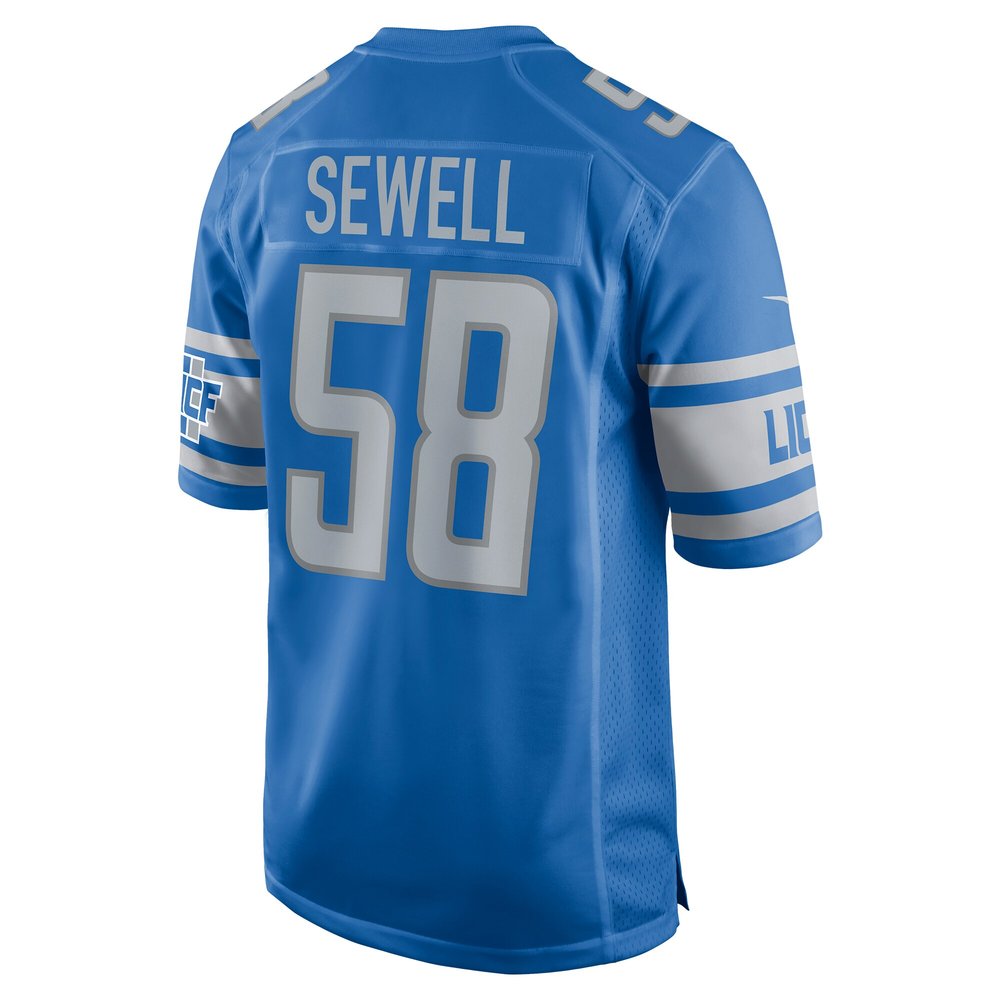Men's Detroit Lions #58 Penei Sewell Blue Game Jersey