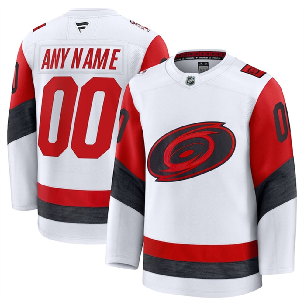 Youth Carolina Hurricanes Custom White 2025 Away Stitched Hockey Jersey Youth Carolina Hurricanes Custom White 2025 Away Stitched Hockey Jersey