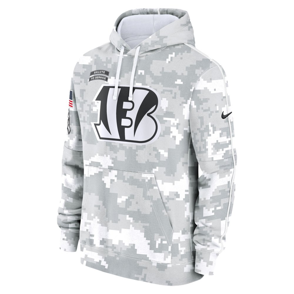 Men's Cincinnati Bengals Arctic Camo 2024 Salute To Service Big & Tall Club Fleece Pullover Hoodie