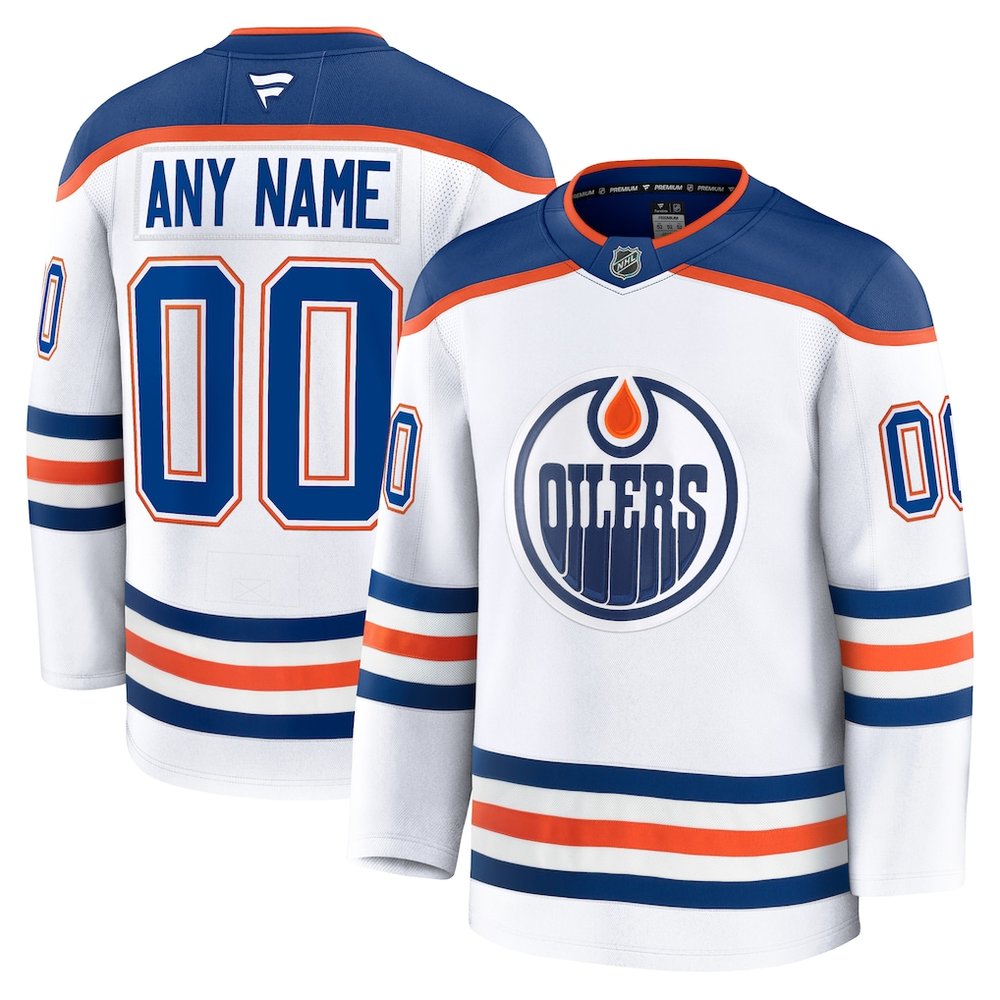 Youth Edmonton Oilers White Away Custom Jersey