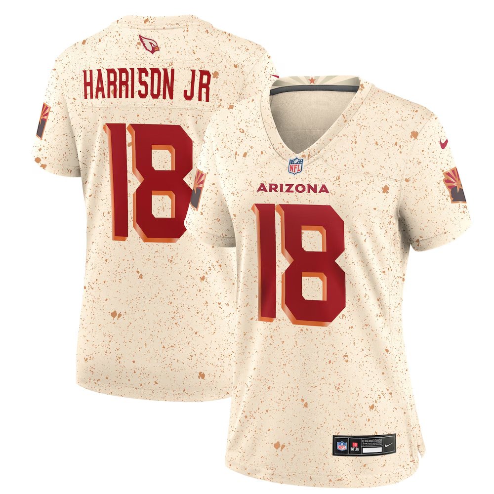 Women's Arizona Cardinals #18 Marvin Harrison Jr. Cream Rivalries Collection Game Jersey Women's Arizona Cardinals #18 Marvin Harrison Jr. Cream Rivalries Collection Game Jersey