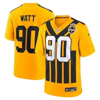 Men's Pittsburgh Steelers #90 T.J. Watt Nike Gold Alternate 1933 Throwback Game Jersey Men's Pittsburgh Steelers #90 T.J. Watt Nike Gold Alternate 1933 Throwback Game Jersey