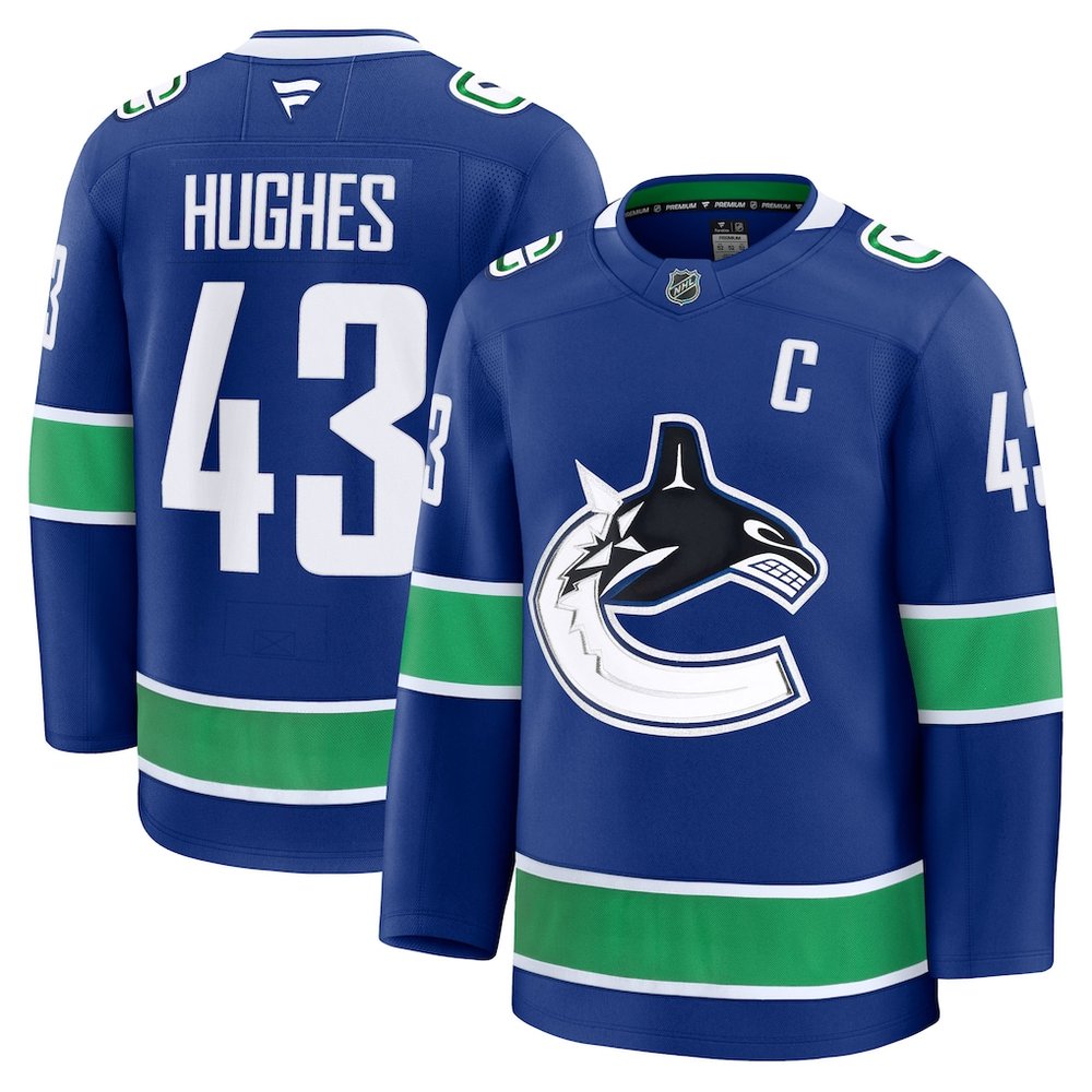 Youth Vancouver Canucks #43 Quinn Hughes Blue Home Jersey