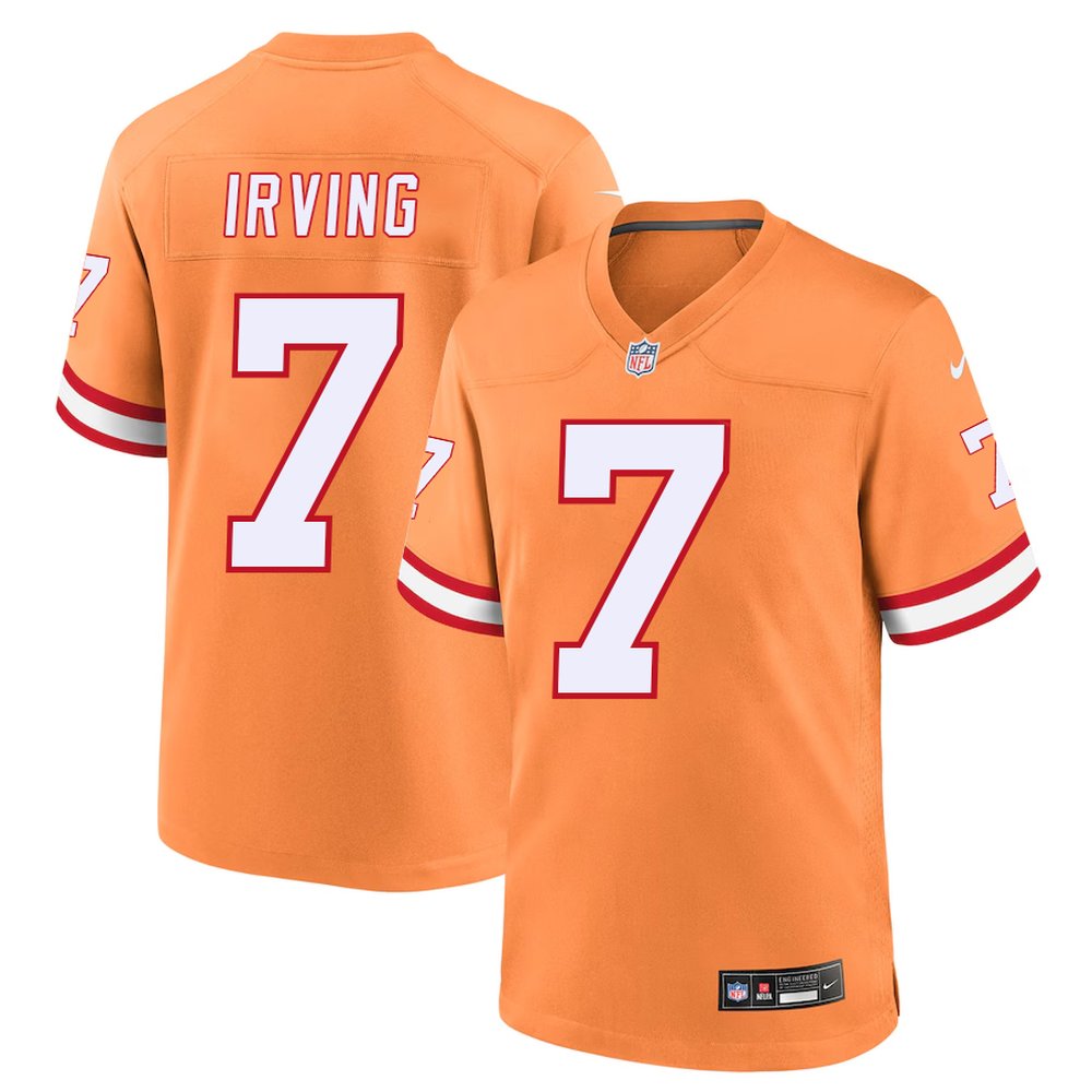 Men's '76 Tampa Bay Buccaneers #7 Bucky Irving Orange Player Game Jersey Men's '76 Tampa Bay Buccaneers #7 Bucky Irving Orange Player Game Jersey