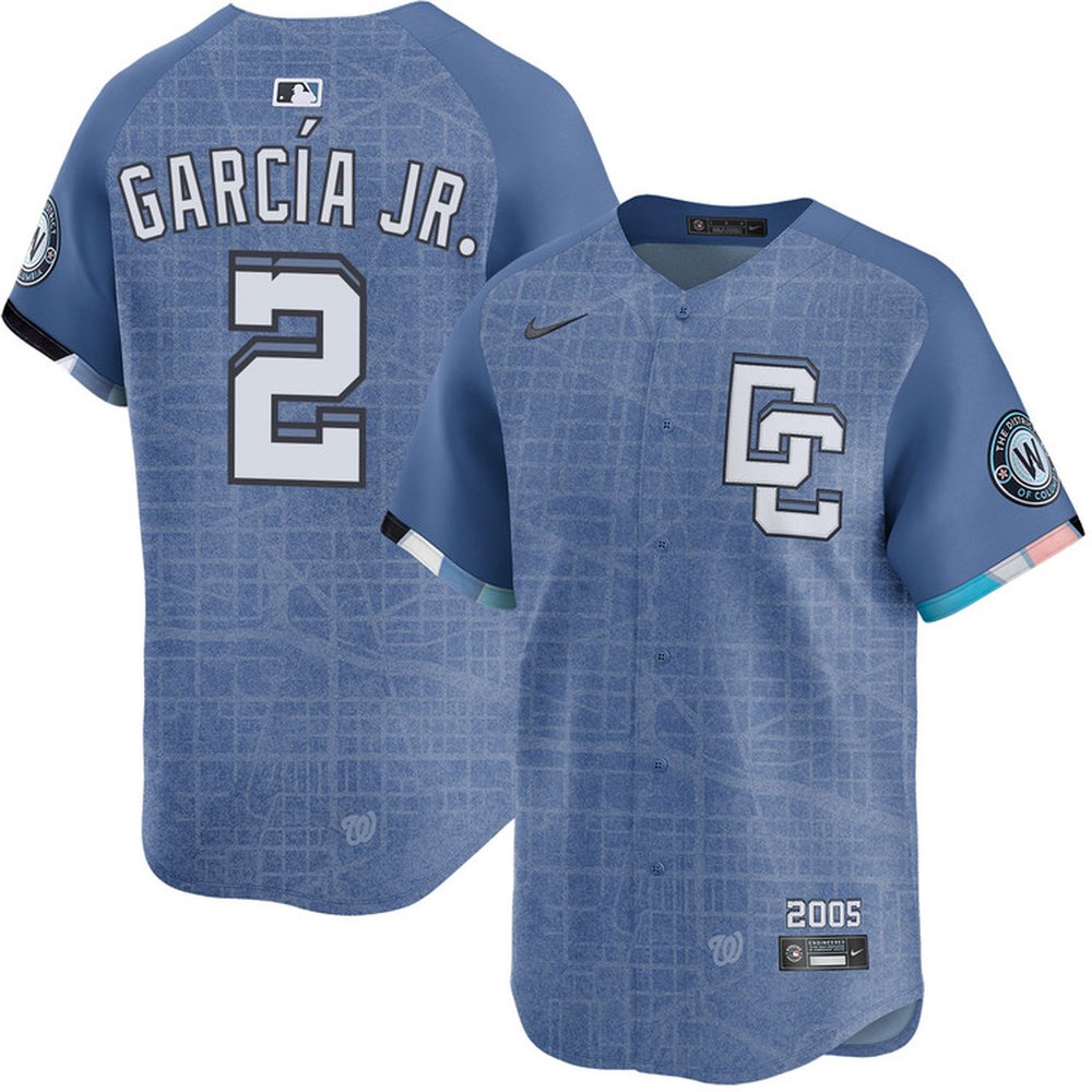 Men's Washington Nationals #2 Luis Garcia Blue 2025 City Connect Limited Jersey Men's Washington Nationals #2 Luis Garcia Blue 2025 City Connect Limited Jersey