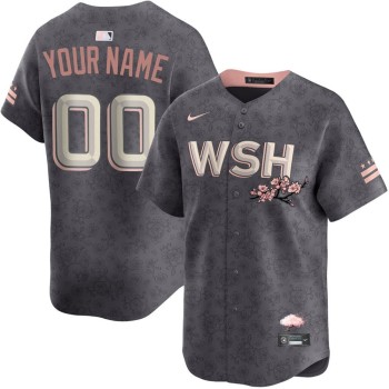 Youth Washington Nationals Grey Cherry Blossom City Connect Limited Custom Jersey Youth Washington Nationals Grey Cherry Blossom City Connect Limited Custom Jersey