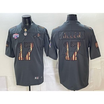 Men's Buffalo Bills #17 Josh Allen Grey USA Flag Vapor Limited Jersey