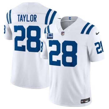 Youth Indianapolis Colts #28 Jonathan Taylor White 2026 With 4-Star C Patch Vapor F.U.S.E. Limited Jersey Youth Indianapolis Colts #28 Jonathan Taylor White 2026 With 4-Star C Patch Vapor F.U.S.E. Limited Jersey
