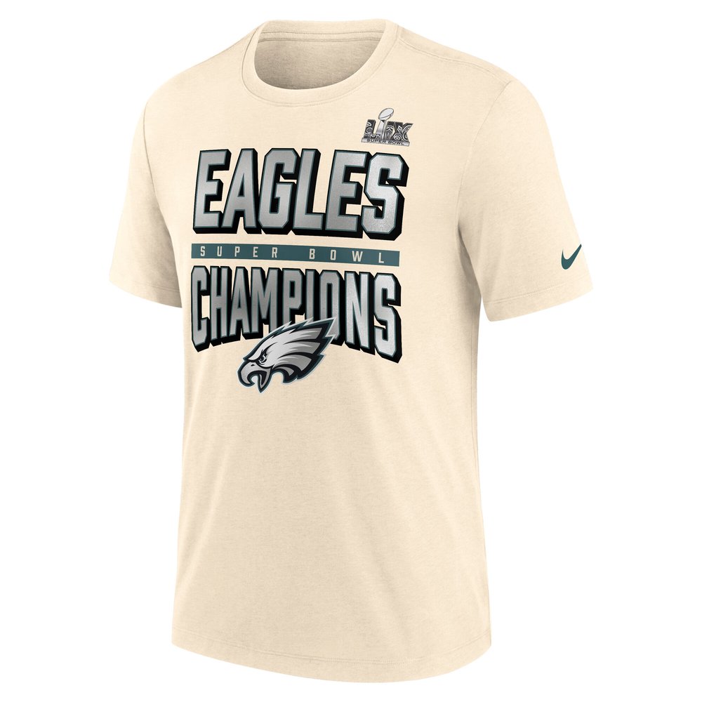 Men's Philadelphia Eagles Cream Super Bowl LIX Champions Strong Slant Tri-Blend T-Shirt Men's Philadelphia Eagles Cream Super Bowl LIX Champions Strong Slant Tri-Blend T-Shirt