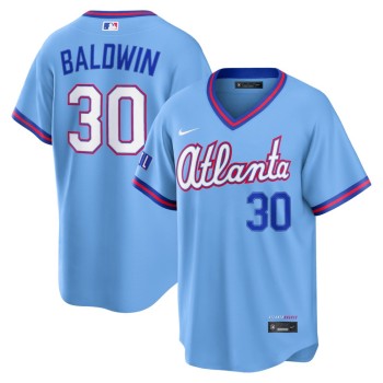 Youth Atlanta Braves #30 Drake Baldwin Powder Blue 2026 City Connect Stitched Jersey Youth Atlanta Braves #30 Drake Baldwin Powder Blue 2026 City Connect Stitched Jersey
