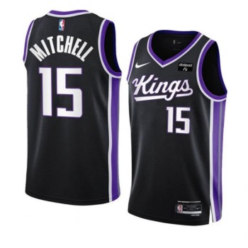 Men's Sacramento Kings #15 Davion Mitchell Black 2023/24 Icon Edition Swingman Stitched Basketball Jersey Men's Sacramento Kings #15 Davion Mitchell Black 2023/24 Icon Edition Swingman Stitched Basketball Jersey