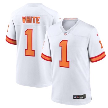 Men's '76 Tampa Bay Buccaneers #1 Rachaad White Nike White Player Game Jersey Men's '76 Tampa Bay Buccaneers #1 Rachaad White Nike White Player Game Jersey