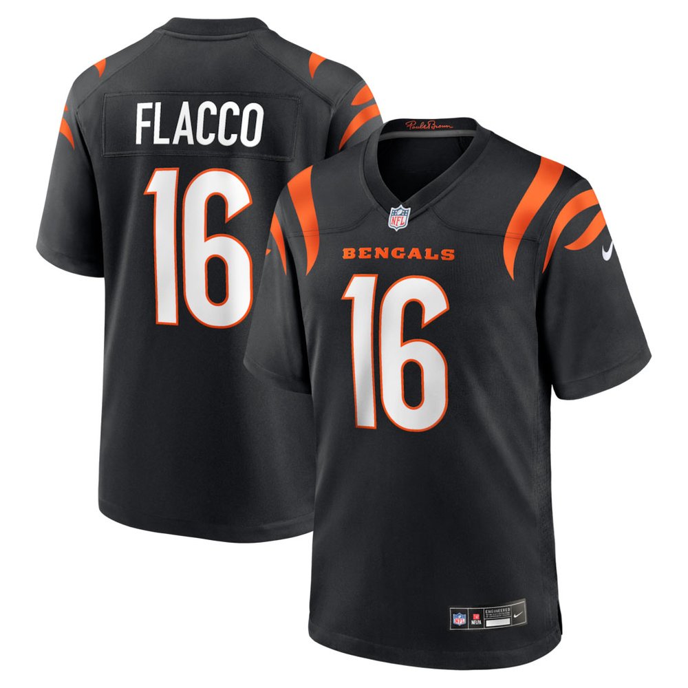 Men's Cincinnati Bengals #16 Joe Flacco Black Team Game Jersey Men's Cincinnati Bengals #16 Joe Flacco Black Team Game Jersey