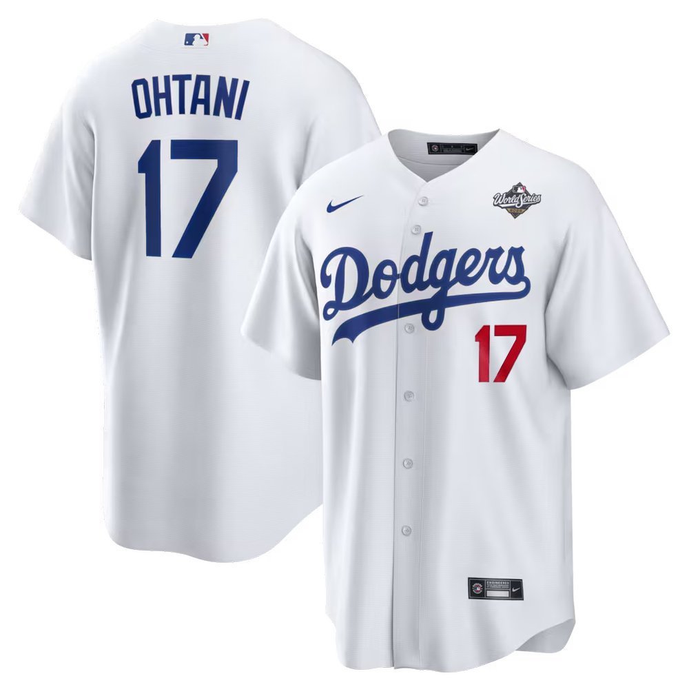 Men's Los Angeles Dodgers #17 Shohei Ohtani White 2025 World Series Home Limited Jersey