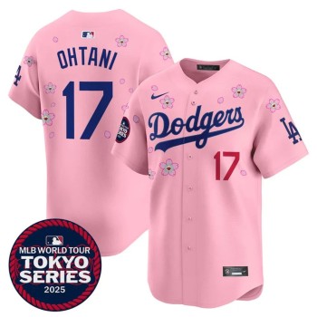 Youth Los Angeles Dodgers #17 Shohei Ohtani Pink Tokyo 2025 Cool Base Stitched Baseball Jersey Youth Los Angeles Dodgers #17 Shohei Ohtani Pink Tokyo 2025 Cool Base Stitched Baseball Jersey