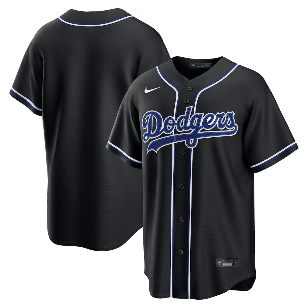 Men's Los Angeles Dodgers Fashion Replica Black Out Jersey Men's Los Angeles Dodgers Fashion Replica Black Out Jersey