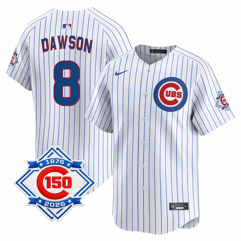 Youth Chicago Cubs #8 Andre Dawson White Nike Home Vapor Limited 150th Anniversary Authentic Lettering Jersey Youth Chicago Cubs #8 Andre Dawson White Nike Home Vapor Limited 150th Anniversary Authentic Lettering Jersey