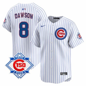 Youth Chicago Cubs #8 Andre Dawson White Nike Home Vapor Limited 150th Anniversary Authentic Lettering Jersey Youth Chicago Cubs #8 Andre Dawson White Nike Home Vapor Limited 150th Anniversary Authentic Lettering Jersey