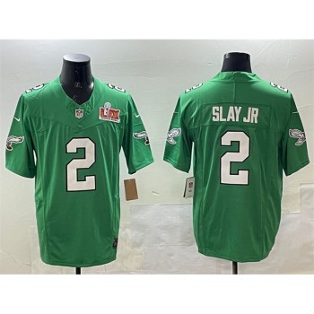 Men's Philadelphia Eagles #2 Darius Slay Jr. Green 2025 Super Bowl LIX Patch F.U.S.E. Throwback Vapor Untouchable Limited Stitched Football Jersey Men's Philadelphia Eagles #2 Darius Slay Jr. Green 2025 Super Bowl LIX Patch F.U.S.E. Throwback Vapor Untouchable Limited Stitched Football Jersey