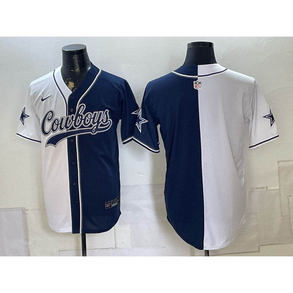 Men's Dallas Cowboys Navy Split Cool Base Stitched Baseball Jersey Men's Dallas Cowboys Navy Split Cool Base Stitched Baseball Jersey