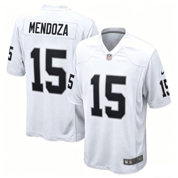 Men's Las Vegas Raiders #15 Fernando Mendoza White 2026 NFL Draft Game Jersey Men's Las Vegas Raiders #15 Fernando Mendoza White 2026 NFL Draft Game Jersey
