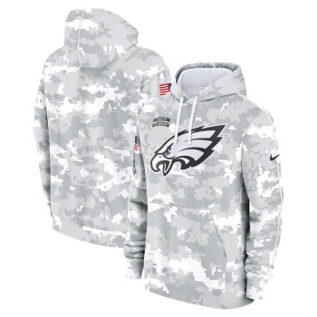 Youth Philadelphia Eagles White/Gray 2024 Salute To Service Pullover Hoodie Youth Philadelphia Eagles White/Gray 2024 Salute To Service Pullover Hoodie