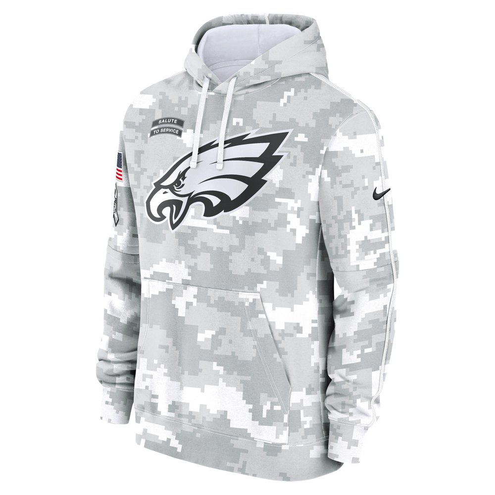 Youth Philadelphia Eagles White/Gray 2024 Salute To Service Pullover Hoodie Youth Philadelphia Eagles White/Gray 2024 Salute To Service Pullover Hoodie