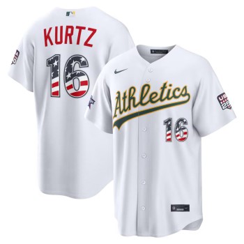 Men's Oakland Athletics #16 Nick Kurtz Nike White 2026 All-Star Edition Stars & Stripes Stadium Jersey Men's Oakland Athletics #16 Nick Kurtz Nike White 2026 All-Star Edition Stars & Stripes Stadium Jersey