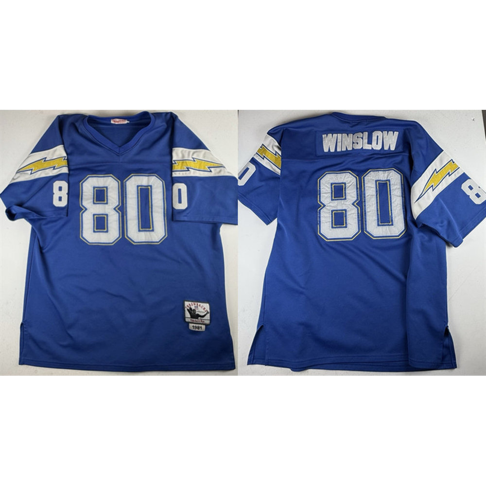 Men's Los Angeles Chargers #80 Kellen Winslow Blue 1981 Throwback Jersey
