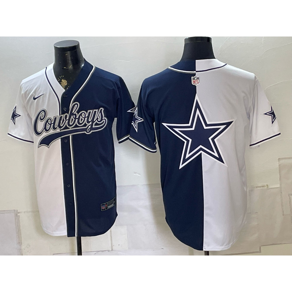 Men's Dallas Cowboys Navy Split Cool Base Stitched Baseball Jersey