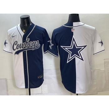 Men's Dallas Cowboys Navy Split Cool Base Stitched Baseball Jersey Men's Dallas Cowboys Navy Split Cool Base Stitched Baseball Jersey