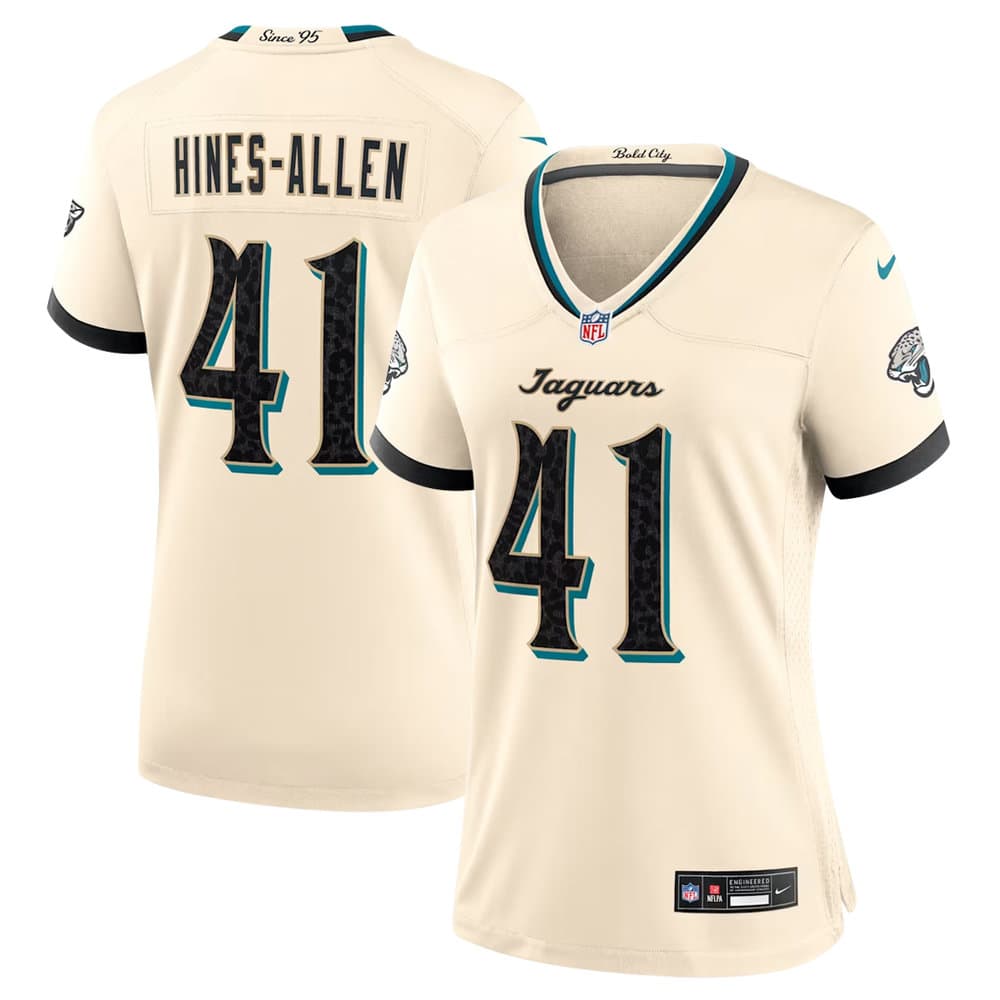 Women's Jacksonville Jaguars #41 Josh Hines-Allen Cream 2026 Rivalries Collection Game Jersey Women's Jacksonville Jaguars #41 Josh Hines-Allen Cream 2026 Rivalries Collection Game Jersey