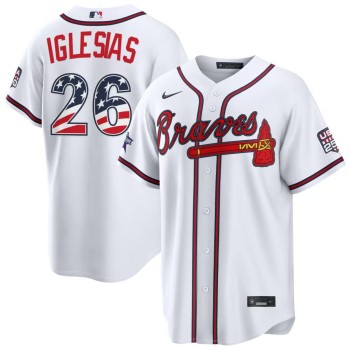 Men's Atlanta Braves #26 Raisel Iglesias Nike White 2026 All-Star Edition Stars & Stripes Stadium Jersey Men's Atlanta Braves #26 Raisel Iglesias Nike White 2026 All-Star Edition Stars & Stripes Stadium Jersey